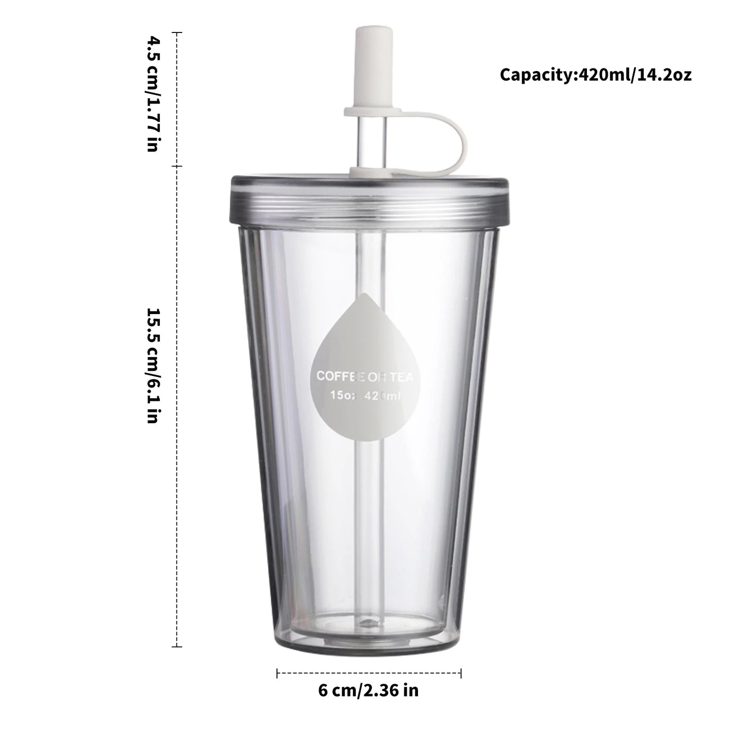 Double Layer Straw Milk Tea Cup