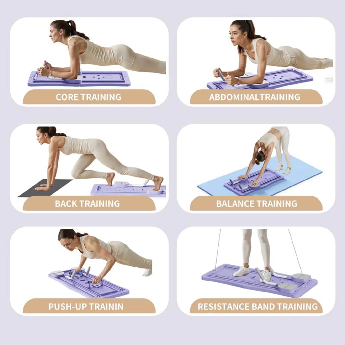 Foldable 4-in-1 Pilates Board with Wheel Roller – Home Gym Workout Trainer