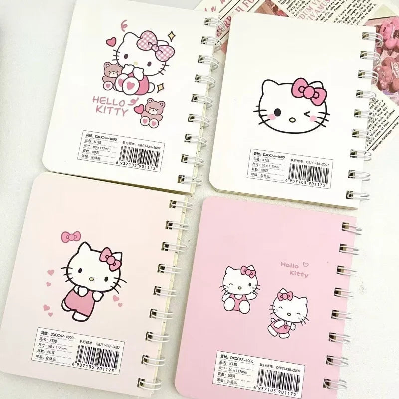 Random 1PCS 50 sheets Sanrio Hello Kitty A7 Coil Notebook Kawaii Workbook Cartoon Notebook School Supplies Holiday Gift Supplie