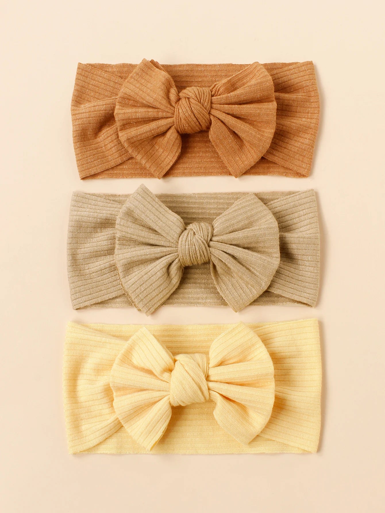 3pcs/Set  Knitted Children Hairband Solid Color Strips Cute Bow Headband