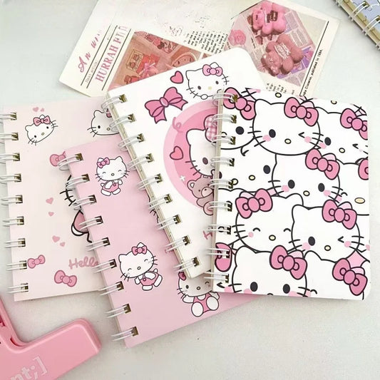 Random 1PCS 50 sheets Sanrio Hello Kitty A7 Coil Notebook Kawaii Workbook Cartoon Notebook School Supplies Holiday Gift Supplie