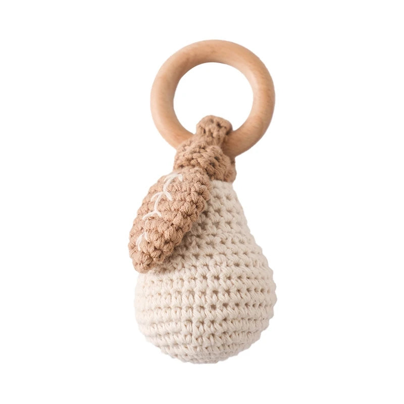 Baby Crochet Lemon Rattle Toys Wooden Bracelet Fruit Musical Rattle Teether Toys Handbell baby Soothing Oral Nursing Bite Toy