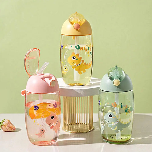 1PC Kids Water Sippy Cup Kids Water Bottle with Straw and Handle Portable Drinking Bottle Cup Children