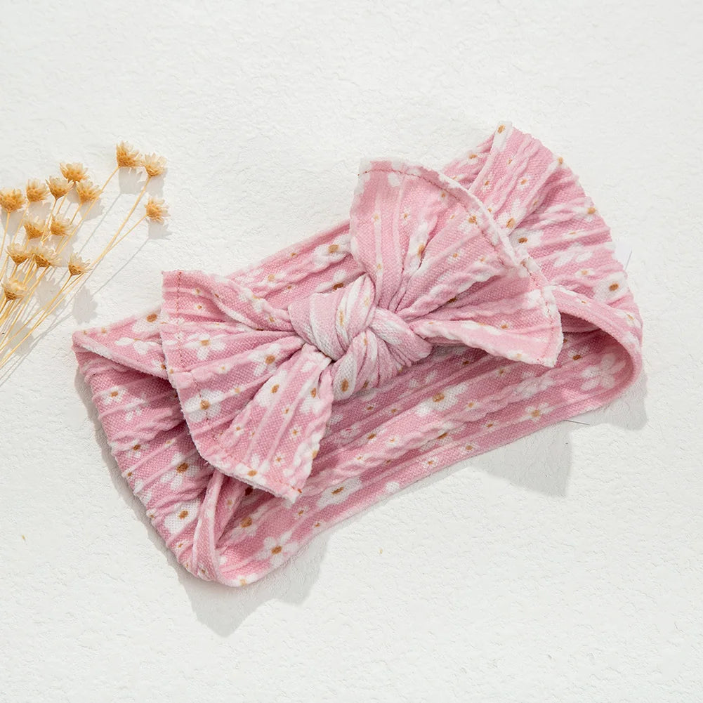 3PcsSet Cute Bowknot Baby Headbands Soft Elastic Nylon Girl Hairbands Solid Colour Bow Turban Sunflower Headwear Hair Accessories