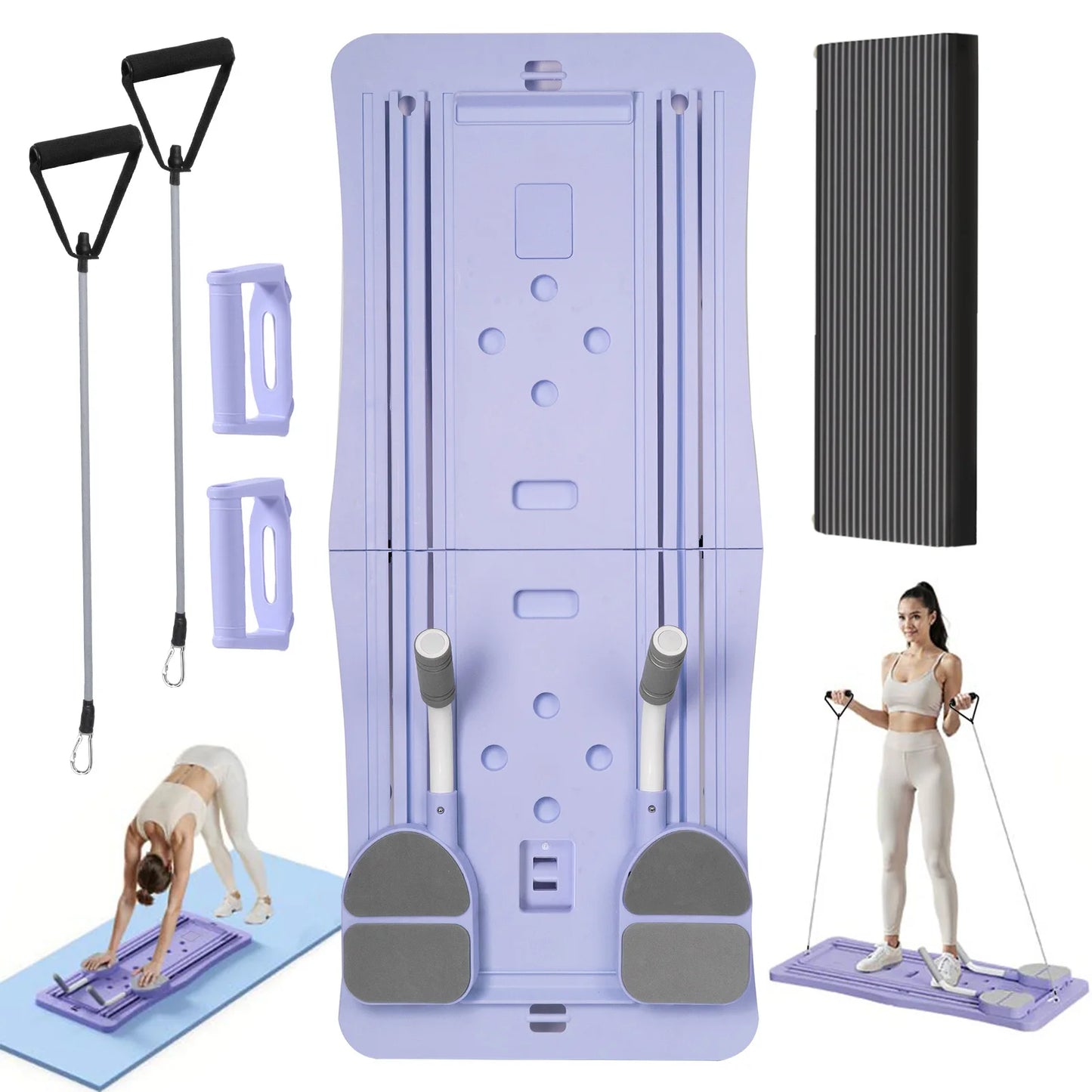 Foldable 4-in-1 Pilates Board with Wheel Roller – Home Gym Workout Trainer