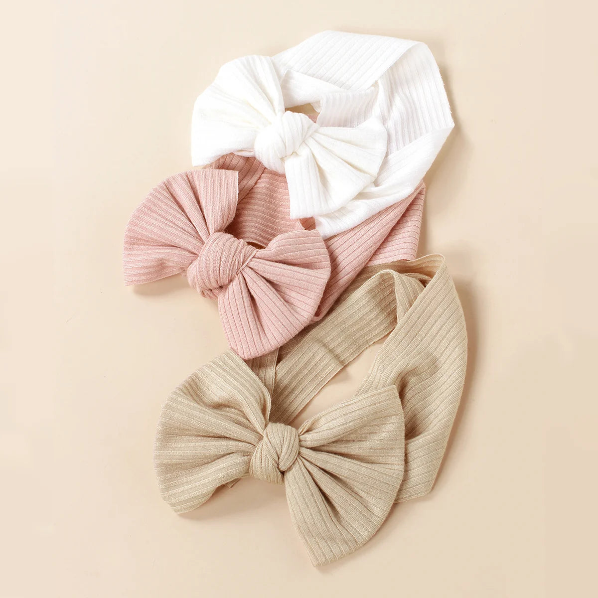 3pcs/Set  Knitted Children Hairband Solid Color Strips Cute Bow Headband