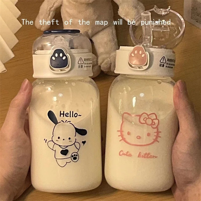 Cute Cartoon Anime HelloKitty bottle water  Straw Water Bottle Portable Leak proof Water good for kids and adult