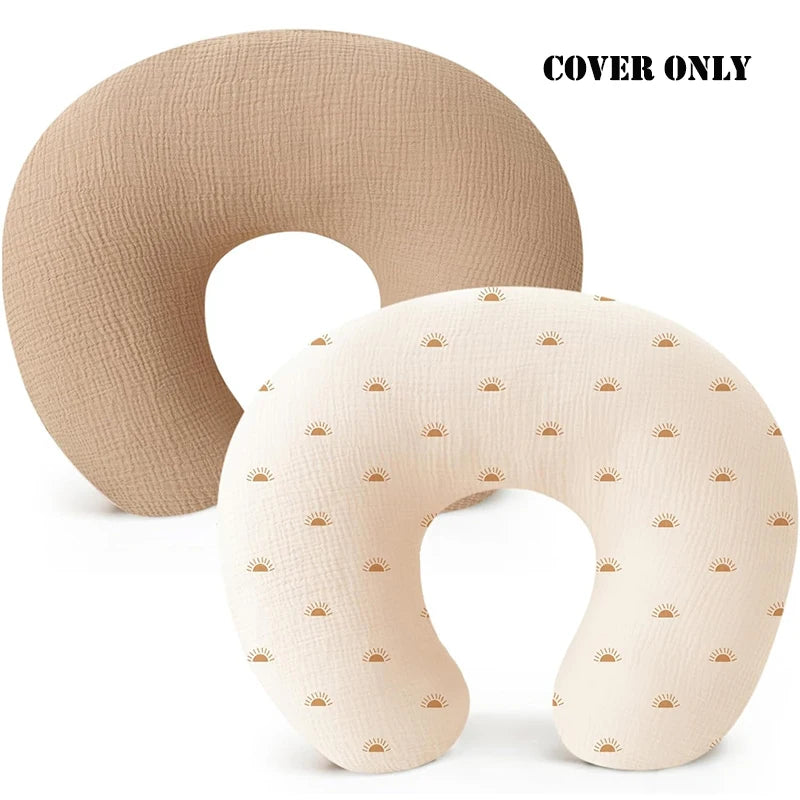 2PCS set Nursing Pillow Cover for Breastfeeding Pillows Ultra-Soft Muslin Cotton Baby Nursing Pillow Fits Newborn Feeding Pillow