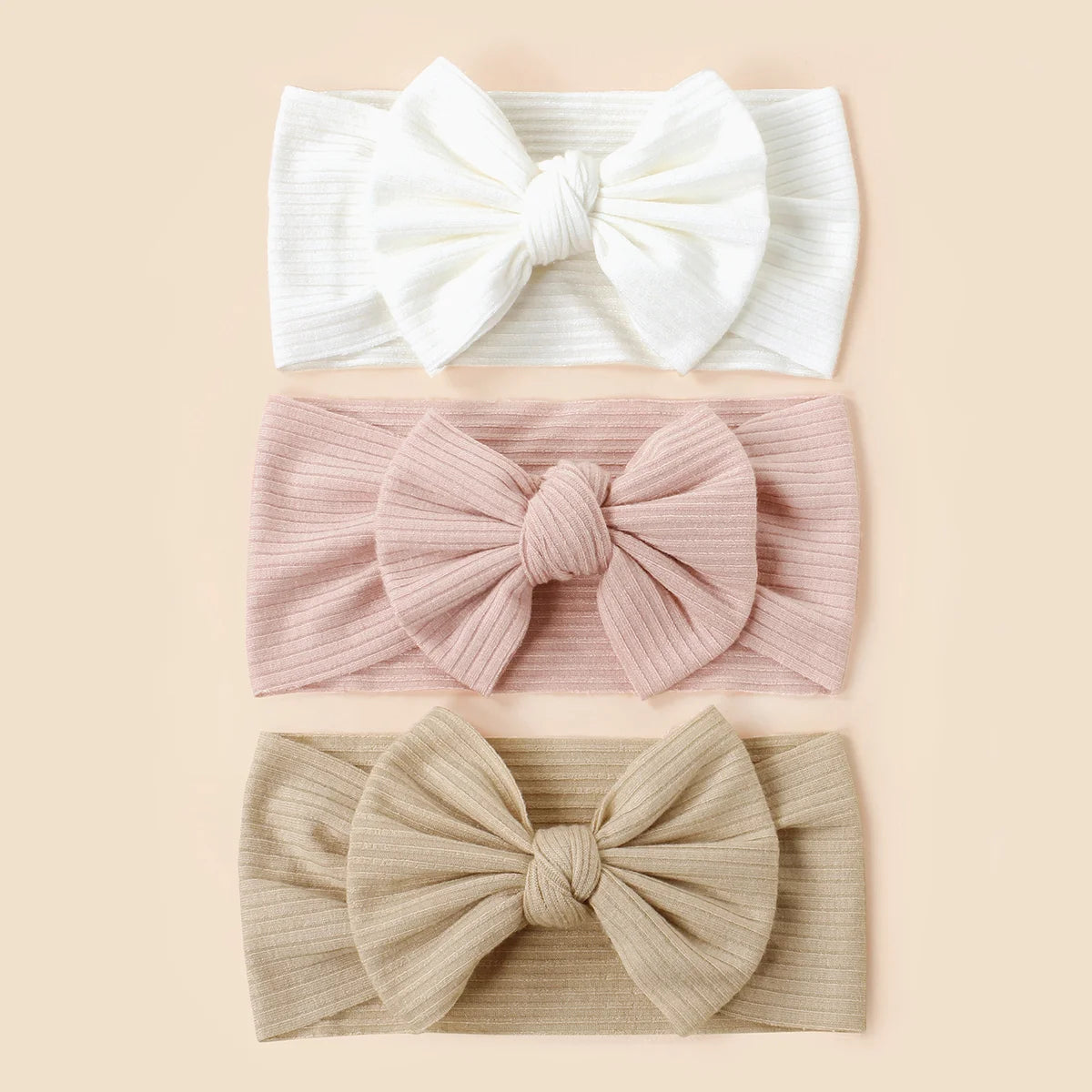 3pcs/Set  Knitted Children Hairband Solid Color Strips Cute Bow Headband