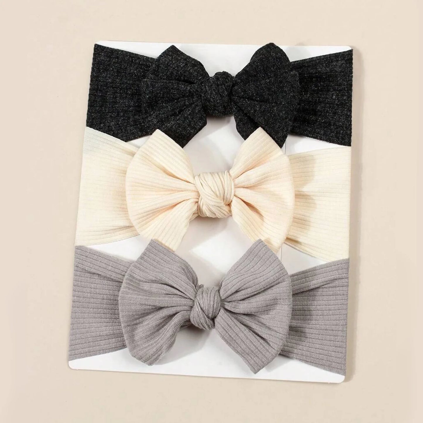 3pcs/Set  Knitted Children Hairband Solid Color Strips Cute Bow Headband