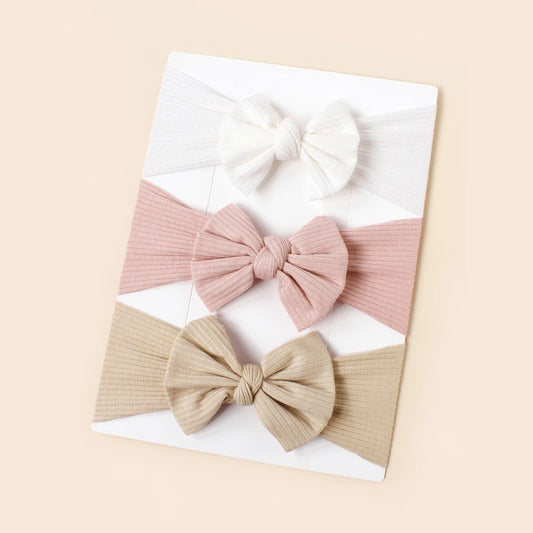 3pcs/Set  Knitted Children Hairband Solid Color Strips Cute Bow Headband
