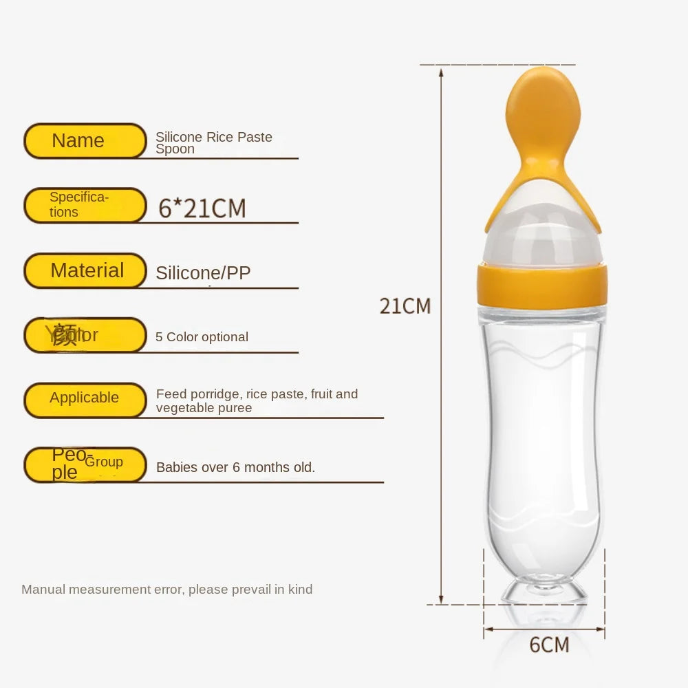 Safe Useful Silicone Baby Bottle with spoon