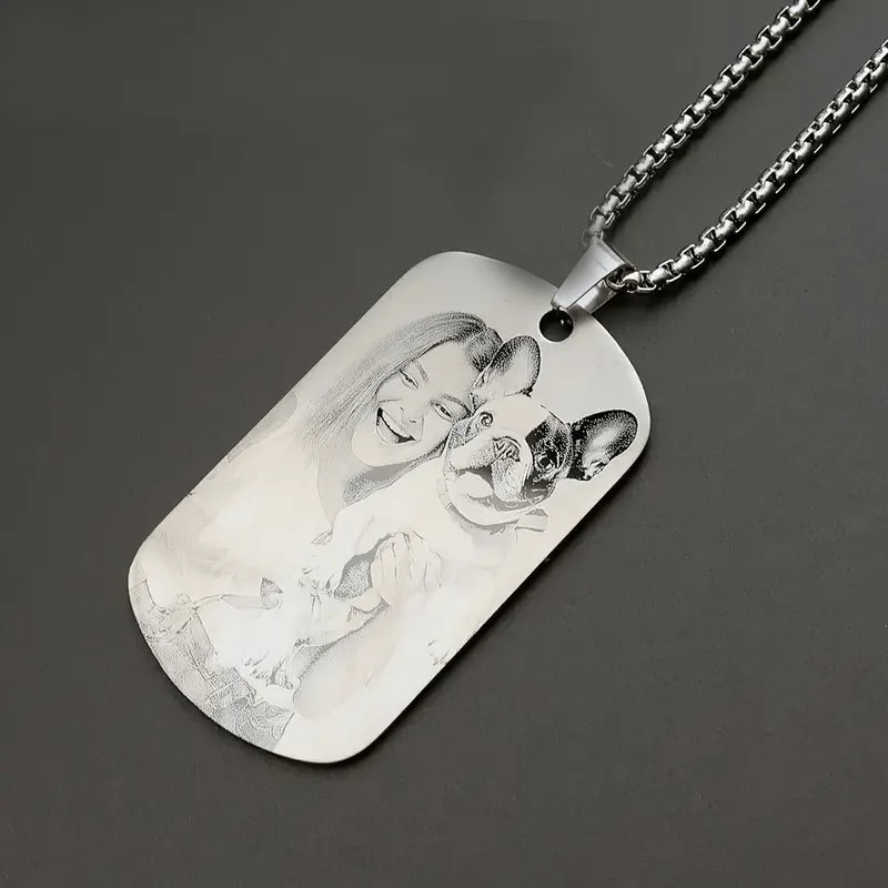 Custom Photo Engraved Necklace  Personalised Picture Pendant Keepsake