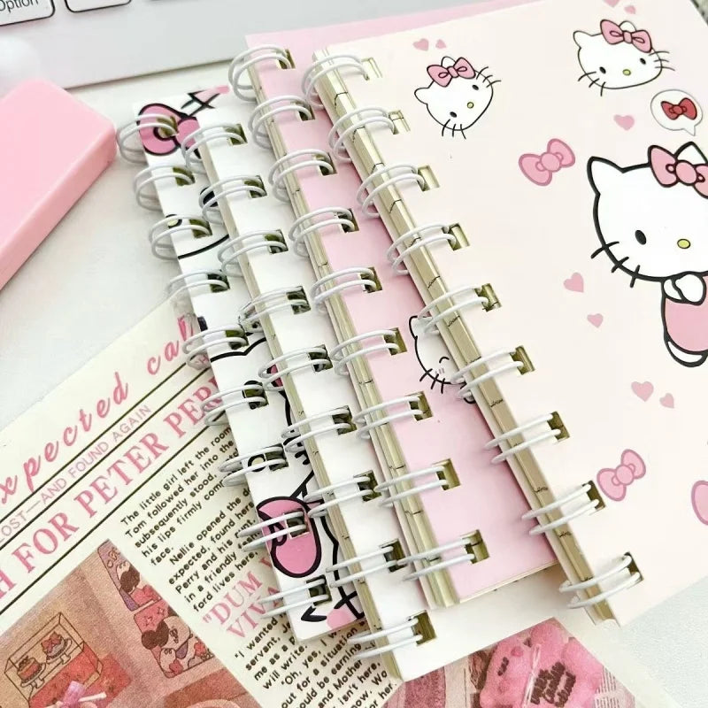 Random 1PCS 50 sheets Sanrio Hello Kitty A7 Coil Notebook Kawaii Workbook Cartoon Notebook School Supplies Holiday Gift Supplie