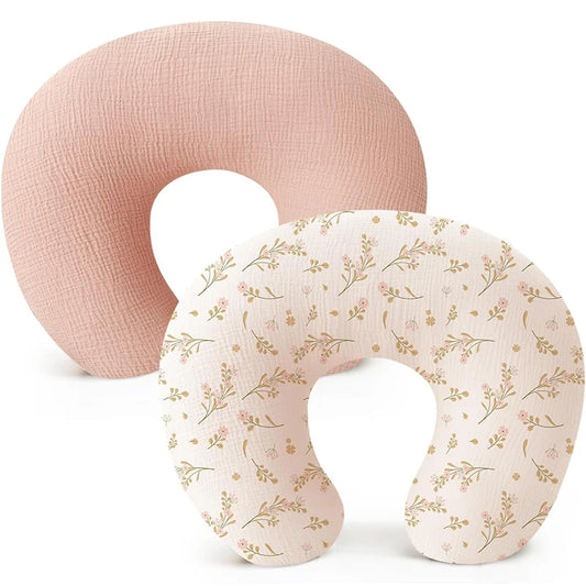 2PCS set Nursing Pillow Cover for Breastfeeding Pillows Ultra-Soft Muslin Cotton Baby Nursing Pillow Fits Newborn Feeding Pillow