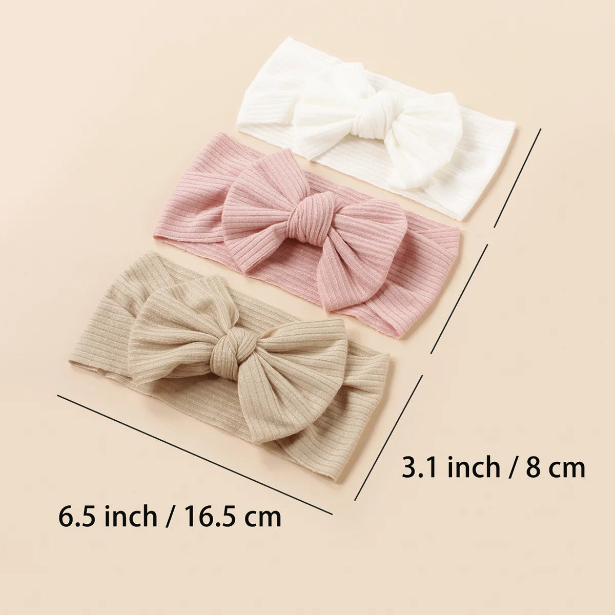 3pcs/Set  Knitted Children Hairband Solid Color Strips Cute Bow Headband