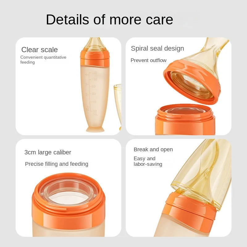 Safe Useful Silicone Baby Bottle with spoon