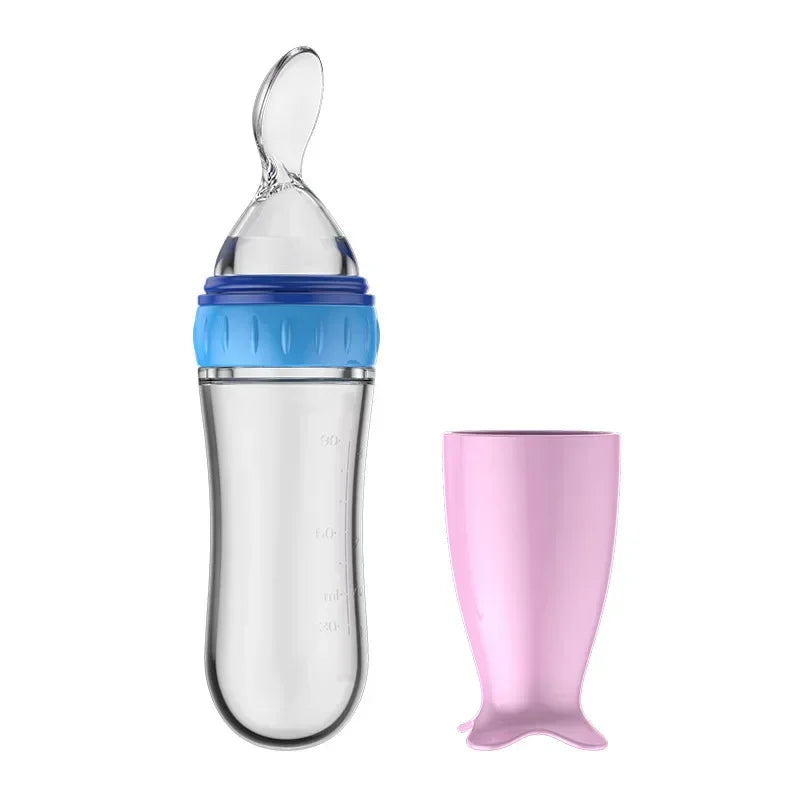 Safe Useful Silicone Baby Bottle with spoon
