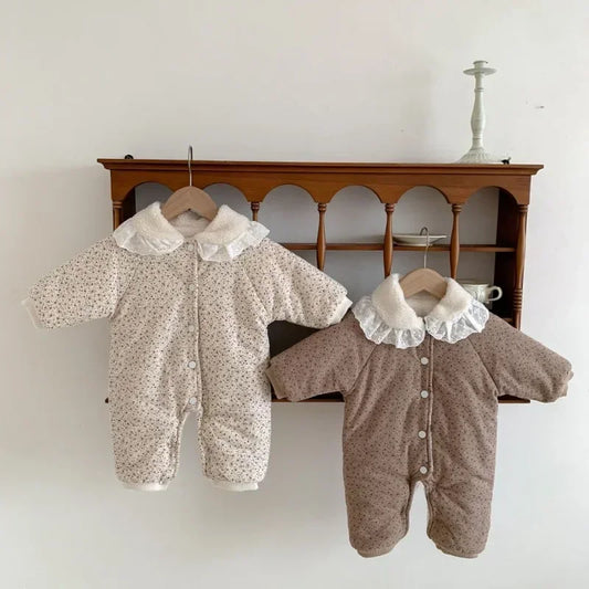 Baby Cotton Jumpsuit Thickened Hooded Romper