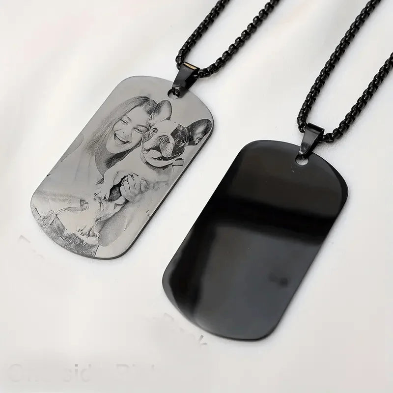 Custom Photo Engraved Necklace  Personalised Picture Pendant Keepsake