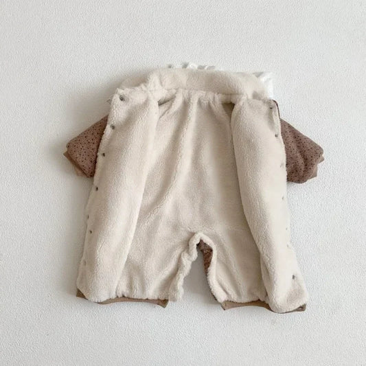 Baby Cotton Jumpsuit Thickened Hooded Romper