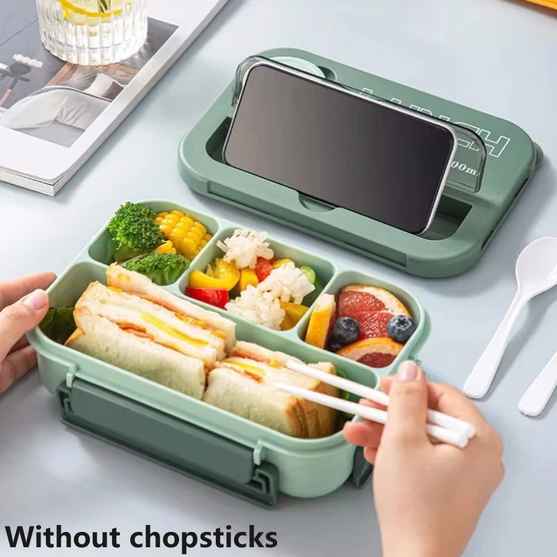 Student Lunch Box Double-layer Portable Compartment with Lids Leak-Proof