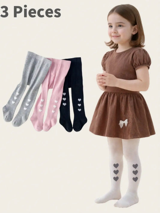 3 pairs of girls tight pants for autumn and winter, cute and caring baby pantyhose, warm and comfortable baby socks, suitable f