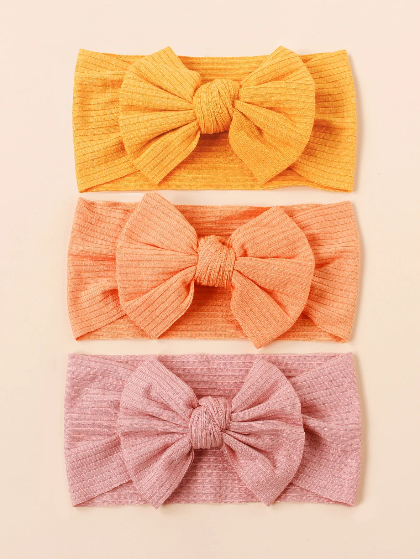 3pcs/Set  Knitted Children Hairband Solid Color Strips Cute Bow Headband