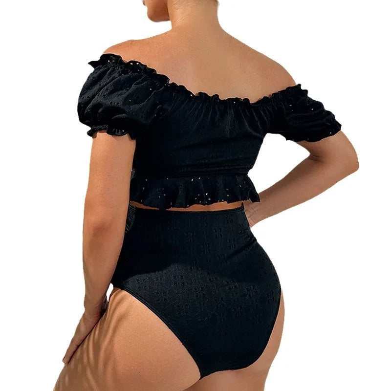 Maternity Bikini Set High Waisted Two Piece Swimsuit Pregnant Women Bathers Black Bathing Suit Summer Beach Swimwear