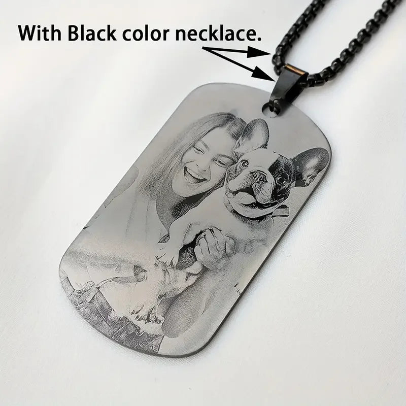 Custom Photo Engraved Necklace  Personalised Picture Pendant Keepsake