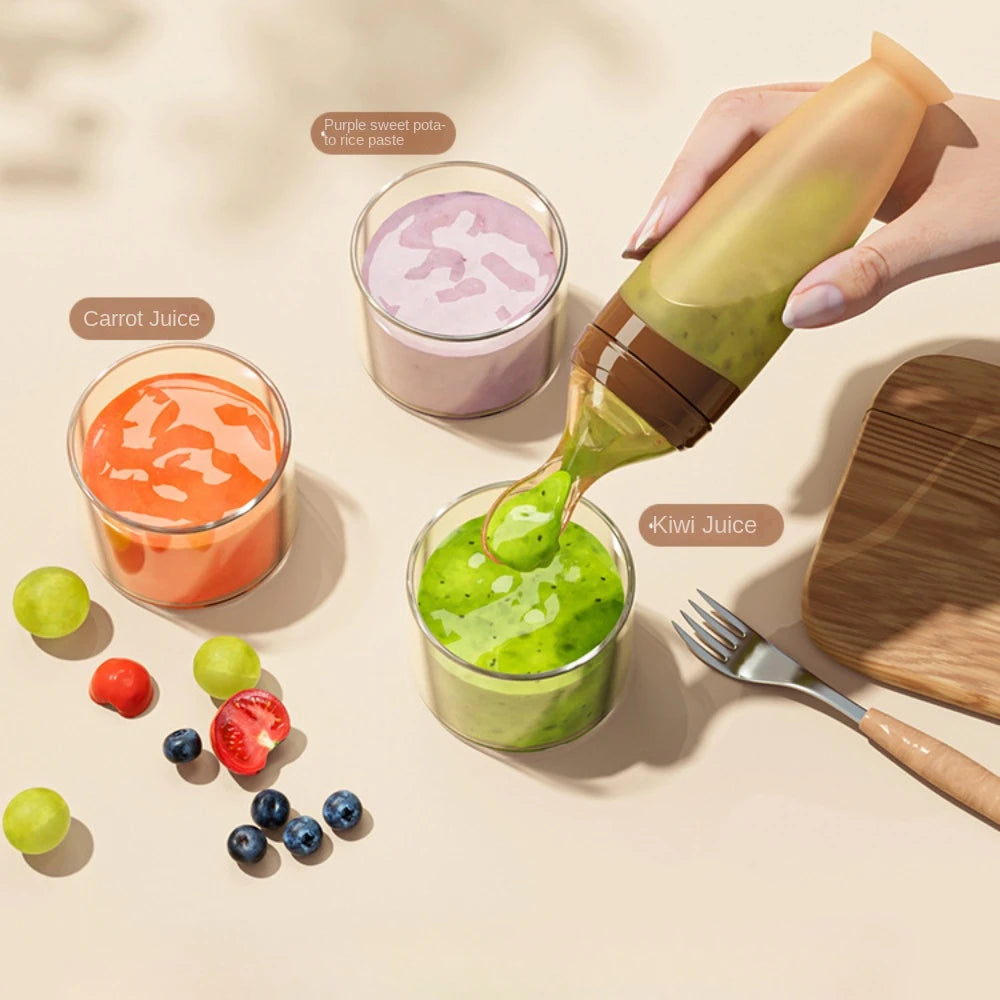 Safe Useful Silicone Baby Bottle with spoon