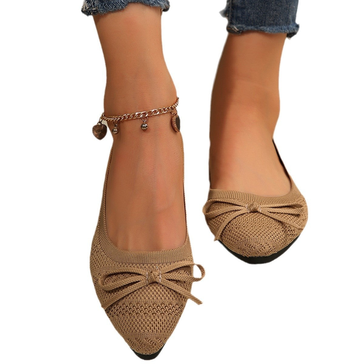 Bow Knitted Loafers Ins Fashion